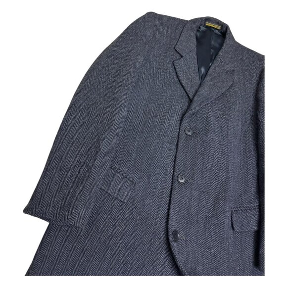BARNEYS NEW YORK ALPACUNA Vintage 80s Luxury WOOL Pea Coat Trench Mens Large - Picture 8 of 11